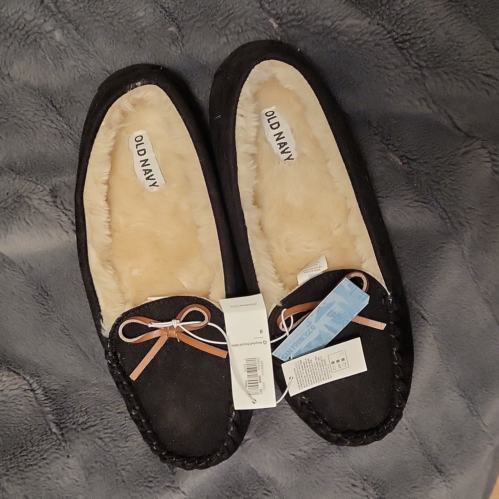 Faux Suede & Sherpa Lined Slippers From Old Navy Size 8, New!